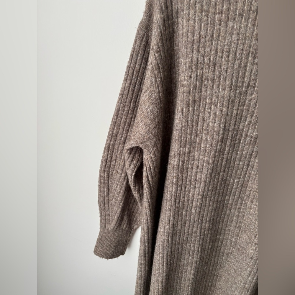 H&M Long Ribbed Duster Cardigan  Balloon Sleeve Cozy Layer L - Picture 10 of 10